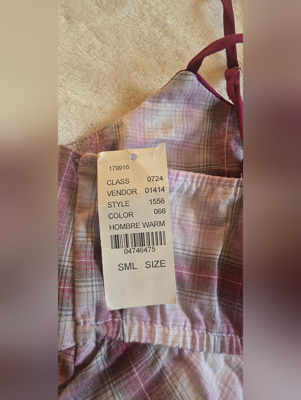 NWT Y2k Vtg Babydoll Empire Spaghetti Strap Tank Top Maroon Burgundy Plaid XS/S - Picture 4 of 7